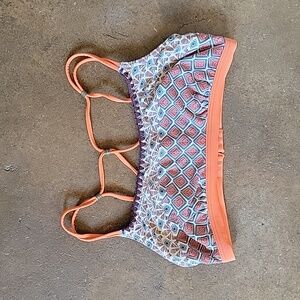 S/M Prana swimsuit top sports bra adjustable S/M Colorful orange pattern